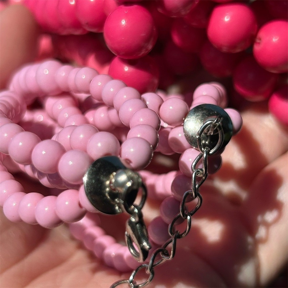 SOLD Barbiecore Pink Multi-Strand Statement Necklace Chunky Ombre Beads Y2K - Picture 2 of 2